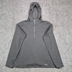 Stio Polartec Fleece Hoodie Womens Medium Gray Trax Power Grid 1/2 Zip Pullover